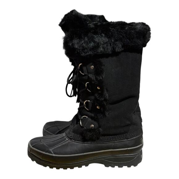 Khombu Winter Snow Boots Women's Size 8 Black Faux Fur Waterproof Cold Weather - Picture 3 of 7
